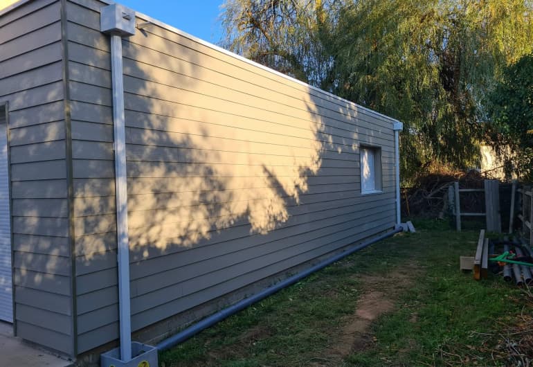 Extension de maison en ossature bois en cours de construction